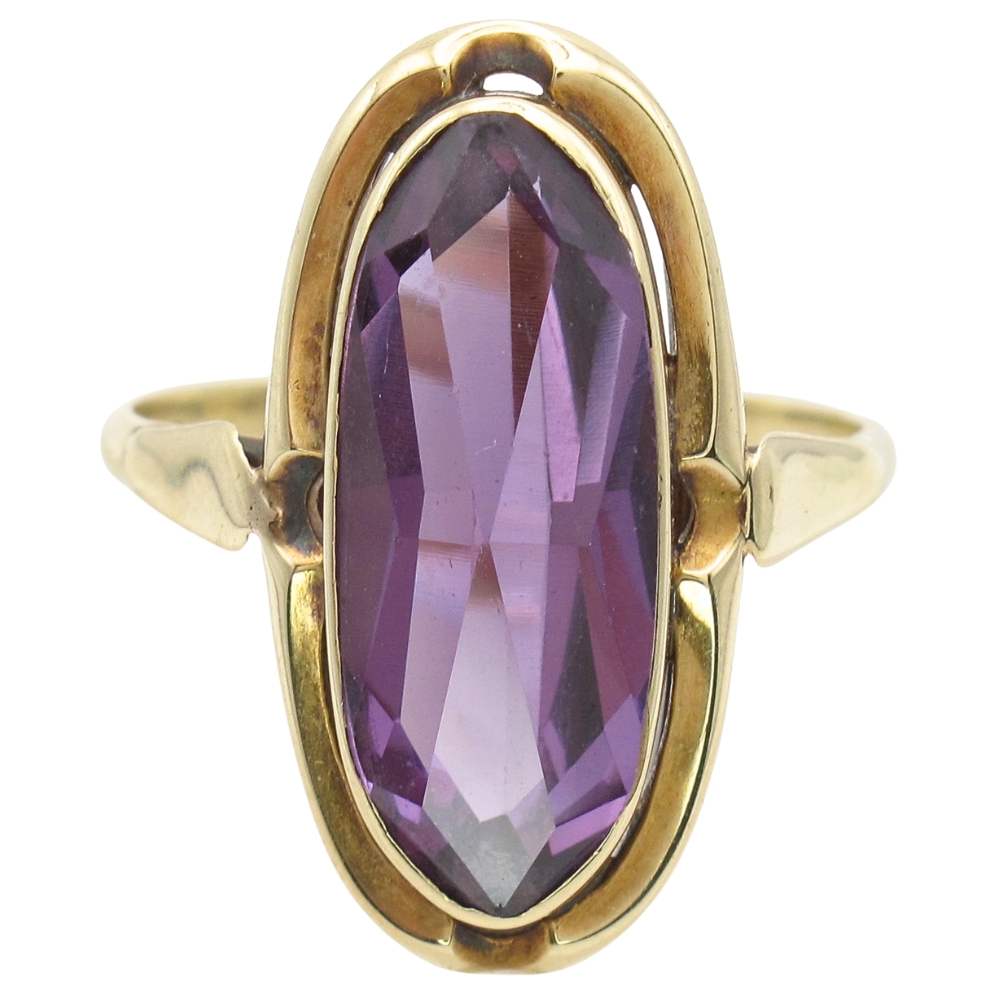 Vintage 5.78ct Lab Alexandrite Ring 14K Gold