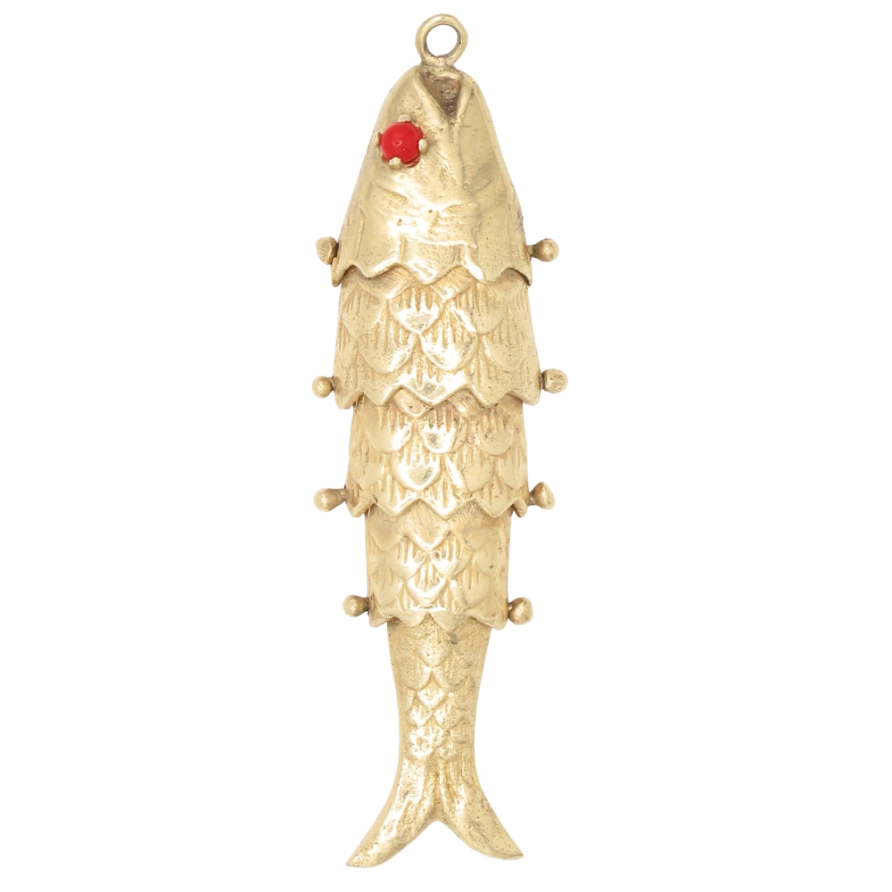 Vintage Articulated Fish Pendant or Charm 14K Gold