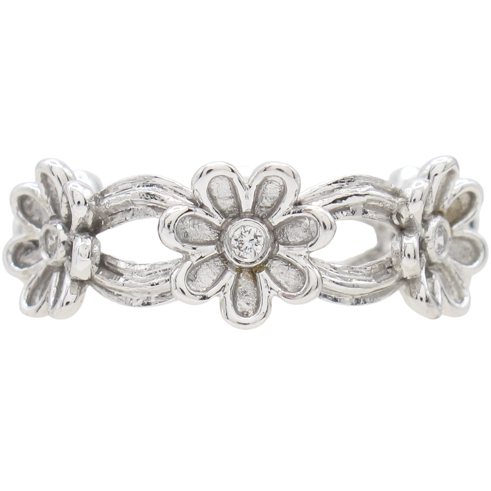 Buy 0.06ctw Diamond Daisy Flower Band Ring 14k White Gold Online