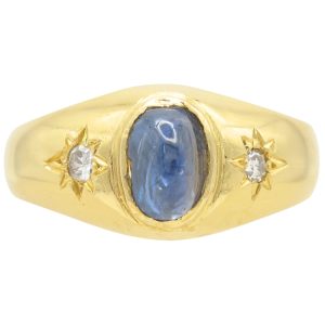 0.88ctw Natural Sugarloaf Sapphire Ring 20k Gold front