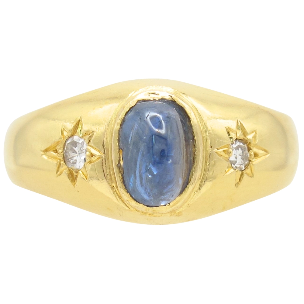0.88ctw Natural Sugarloaf Sapphire Ring 20k Gold