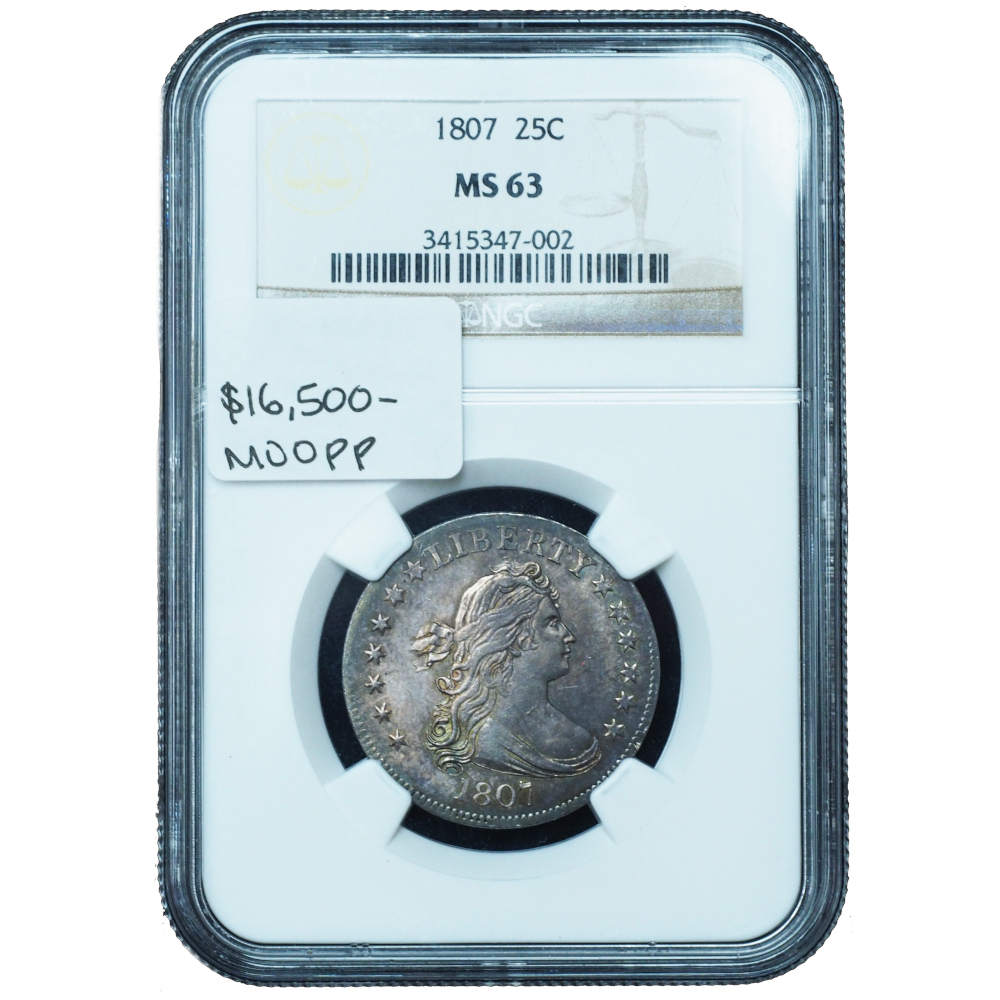 1807 Draped Bust Quarter MS63 NGC – Choice Mint State Early U.S. Rarity *
