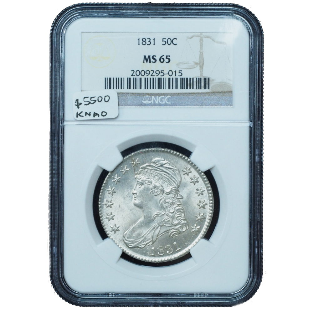 1831 Capped Bust Half Dollar MS65 NGC – Bright White Gem *