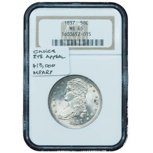 1837 Capped Bust Silver Dollar MS65 NGC – Final Year Gem Type