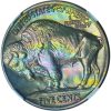 1936 Satin Proof Buffalo Nickel PF68 NGC – Monster Rainbow Toned Gem