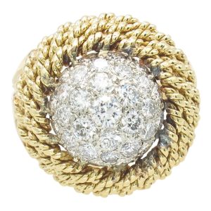 1ctw Diamond Dome Rope Design Ring 18K