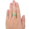 4.59ctw Emerald & Diamond Baguette Wide Band Ring 18K Yellow Gold Modeled