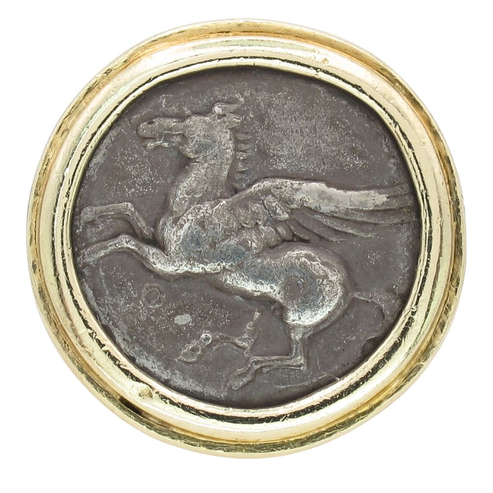 Pamphylia 4th Century BC AR Drachm Ancient Coin Ring 14K