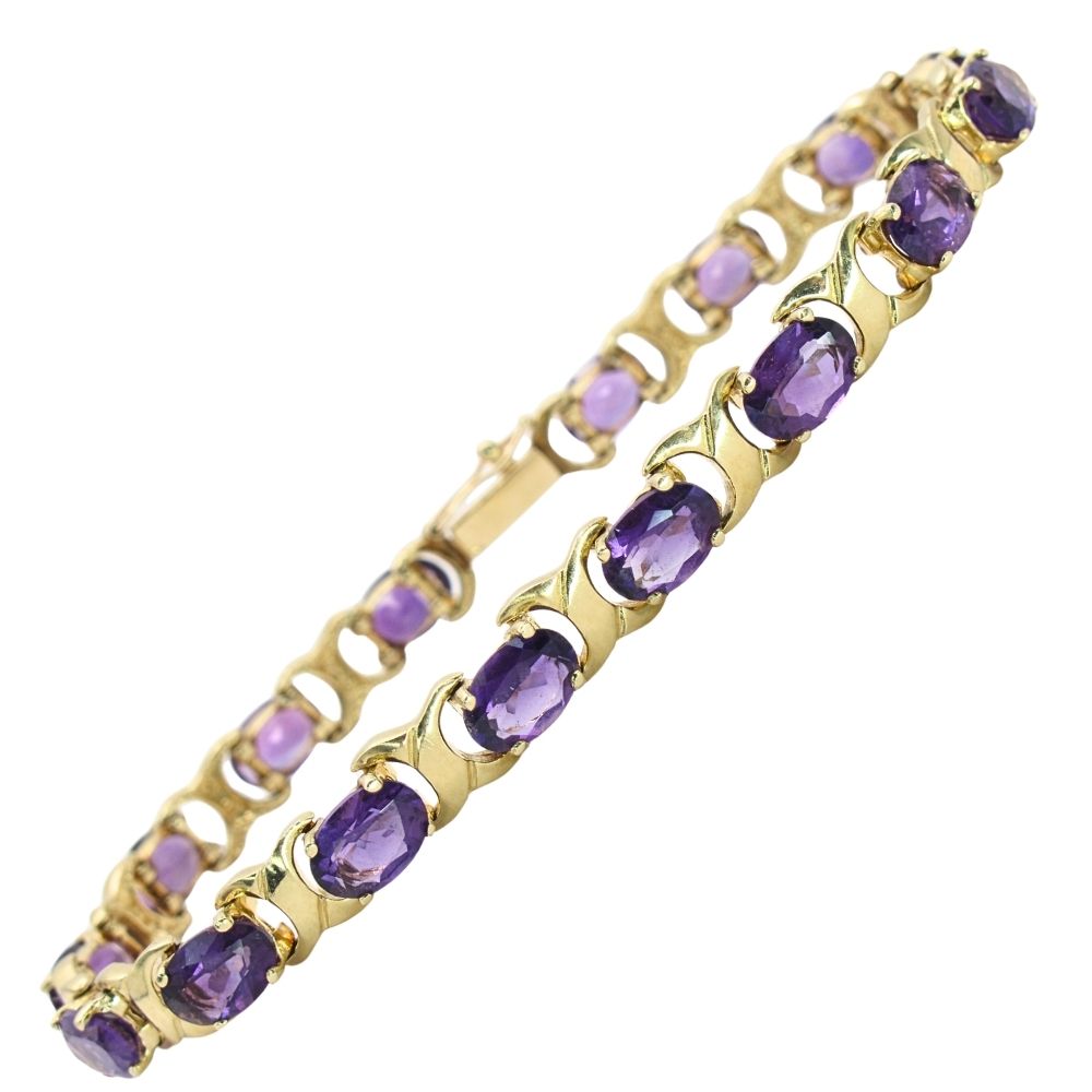 11.52ctw Amethyst XO Line Bracelet in 14K
