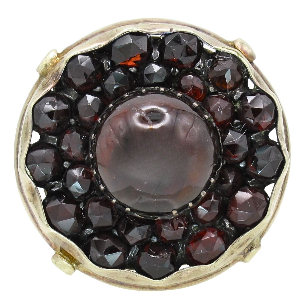 11.85ctw Bohemian Garnet Victorian Double Halo Ring 14K