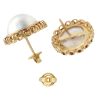 Pearl Stud Earrings with Garnet Halo Accents in 14K Gold size and back