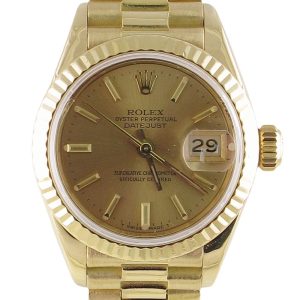 Pre-Owned Ladies 26MM Rolex Presidential (1986) 18kt Yellow Gold Model 69178 Front Close