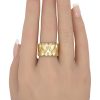 Puffed Heart Wide Band Ring 14K Gold worn