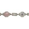 Rose Quartz, Rock Crystal and Filigree Art Deco Bracelet 14K White Gold Close