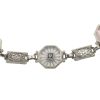 Rose Quartz, Rock Crystal and Filigree Art Deco Bracelet 14K White Gold Close up