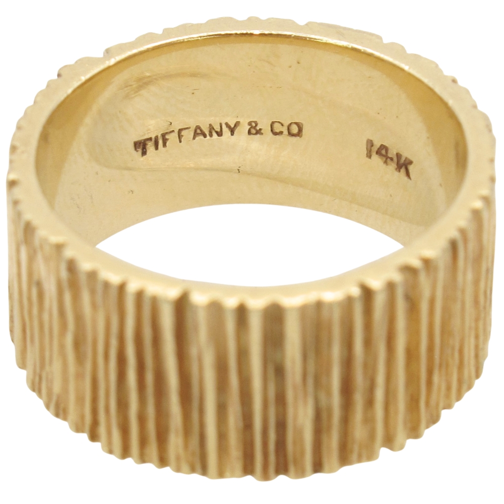 Tiffany & Co Bark Texture Band Ring 14K Gold stamp Tiffany & Co Bark Texture Band Ring 14K Gold stamp