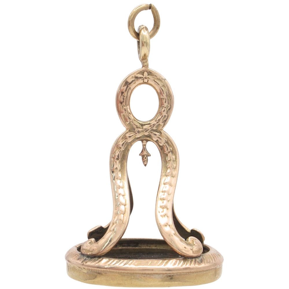 Victorian Bloodstone Fob Charm 10K Rose Gold, Wax Seal
