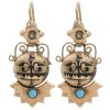Victorian Enamel Dangle Earrings 10K Rose Gold front