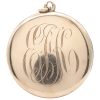 Victorian Round Locket Pendant with Old Mine Cut Diamond Accent in 14K Gold back engraving EFK