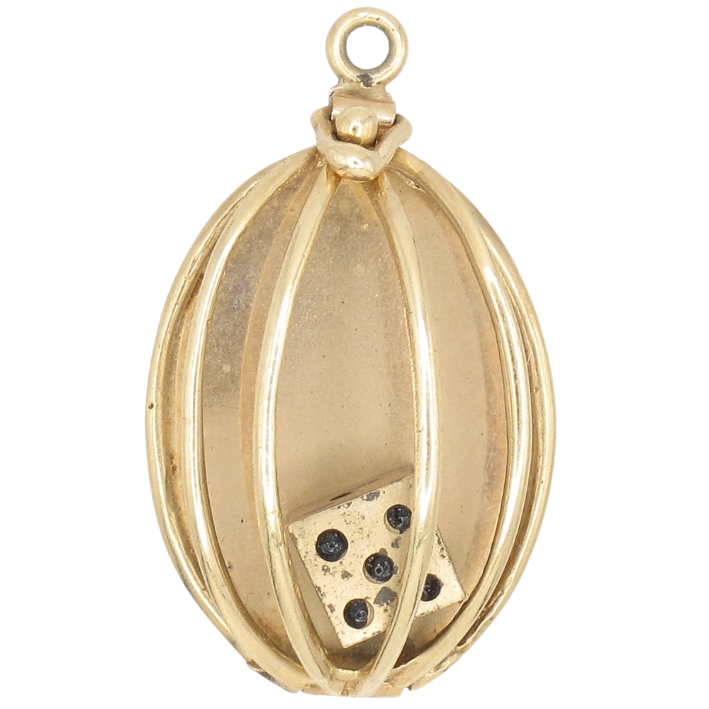 Vintage Caged Die / Dice Charm 14K Gold