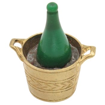 Vintage Champagne Ice Bucket Charm 9K Gold top