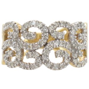 0.36ctw Diamond Swirl Band Ring 14K Two-Tone Gold front