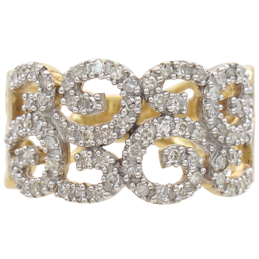 0.36ctw Diamond Swirl Band Ring 14K Two-Tone Gold