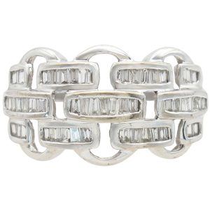 1.25ctw Tapered Baguette Diamond Ring 14K White Gold front