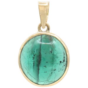 8.75ct Cabochon Emerald Bezel Pendant 18K Gold front image