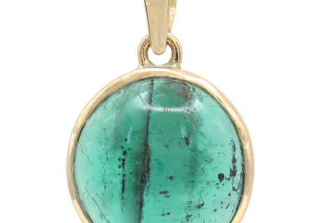8.75ct Cabochon Emerald Bezel Pendant 18K Gold front image