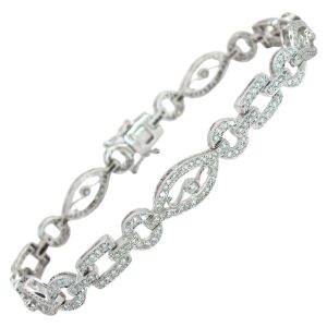 Art Deco Inspired Diamond Bracelet 1.61ctw in 18K White Gold Clasp (2)