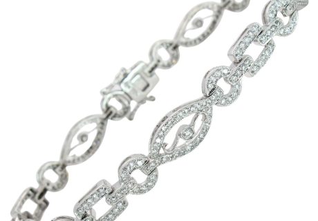 Art Deco Inspired Diamond Bracelet 1.61ctw in 18K White Gold Clasp (2)