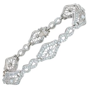 Art Deco Inspired Diamond Bracelet 2.1ctw in 18K White Gold Back (2)