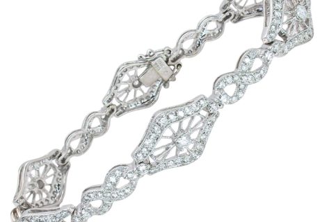 Art Deco Inspired Diamond Bracelet 2.1ctw in 18K White Gold Back (2)