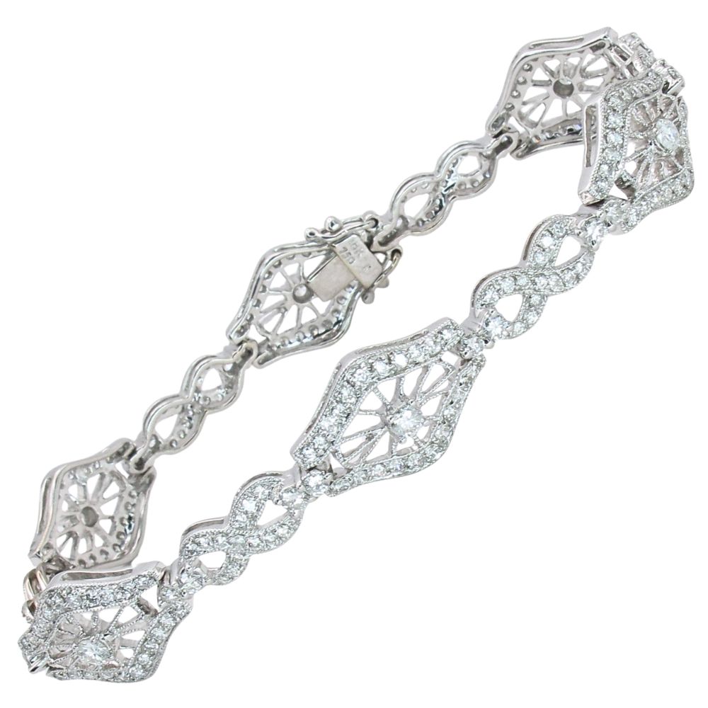 2.1ctw Diamond Art Deco Inspired Bracelet in 18K White Gold