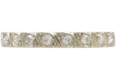Edwardian 0.10ctw Diamond Band Ring 18K White Gold front
