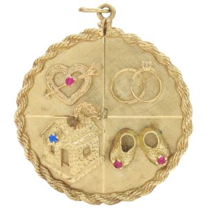 Love, Marriage, House, Kids Statement Charm or Pendant 14K Gold front