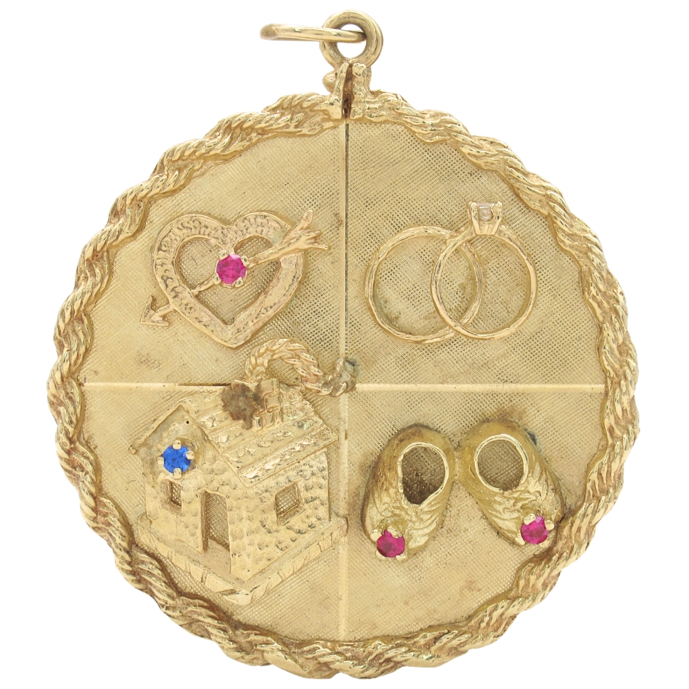Love, Marriage, House, Kids Statement Charm or Pendant 14K Gold