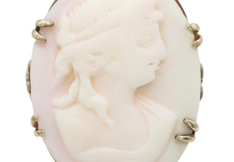 Victorian Era Carved Shell Cameo Ring 10K Gold front
