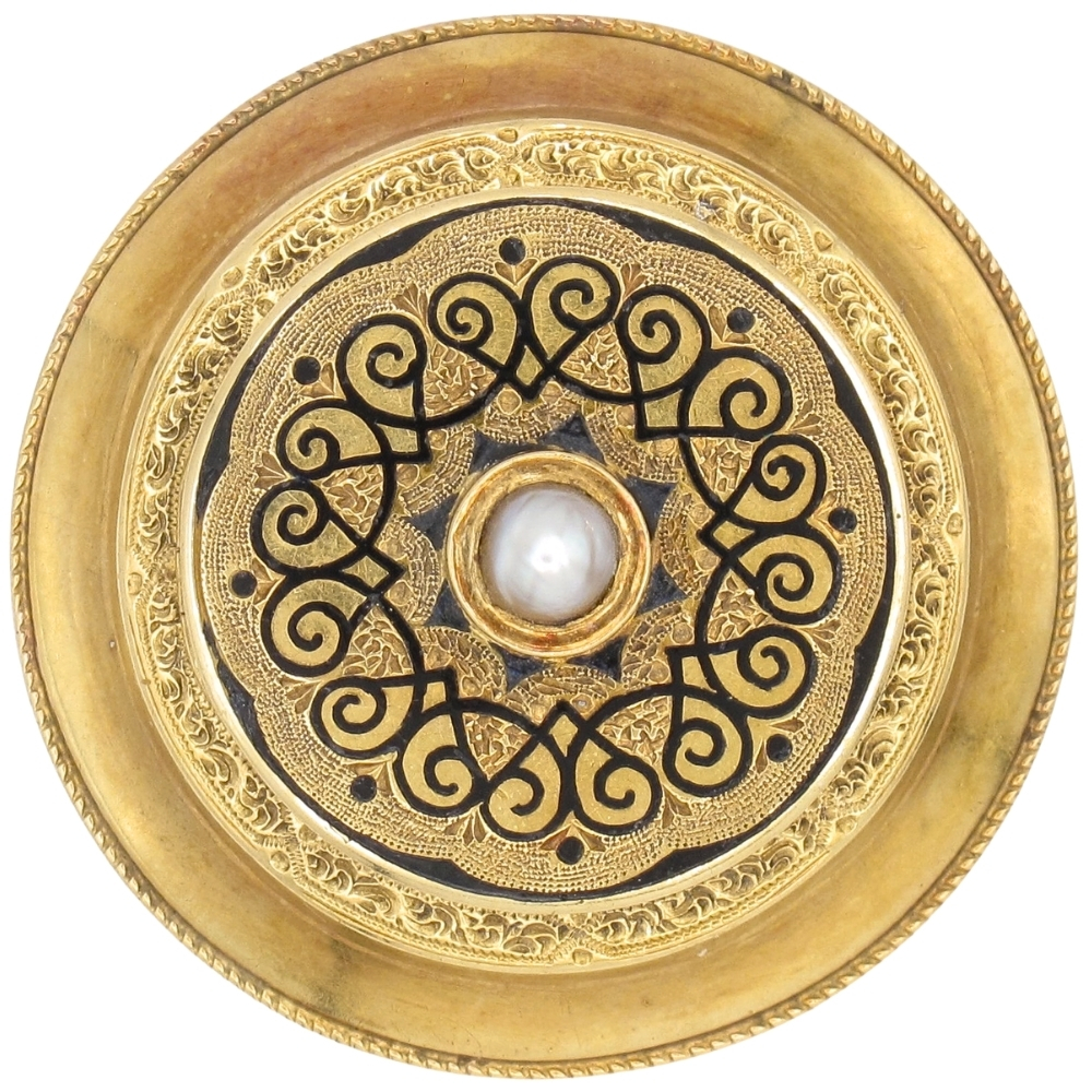 Victorian Era Mourning Double Locket Brooch Pin 18K Gold