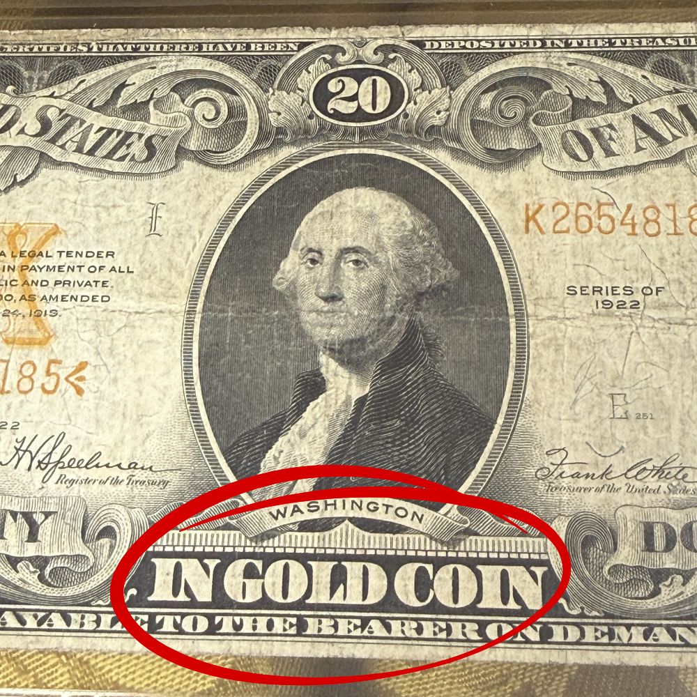 sell gold certificate in tampa with in gold con circled
