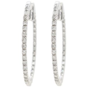 0.33ctw Diamond Inside-Out Hoop Earrings 14K White Gold front