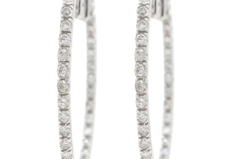 0.33ctw Diamond Inside-Out Hoop Earrings 14K White Gold front