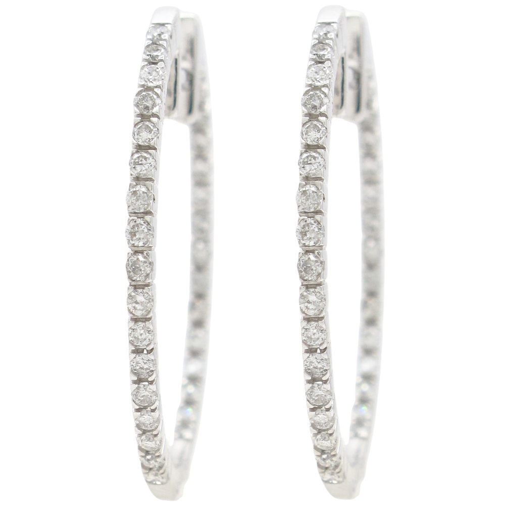 0.33ctw Diamond Inside-Out Hoop Earrings 14K White Gold