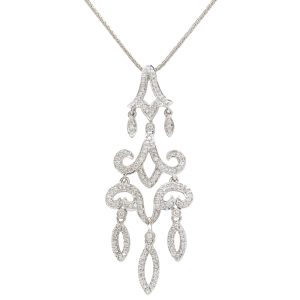 0.75ctw Diamond Chandelier Necklace 14K White Gold pendant