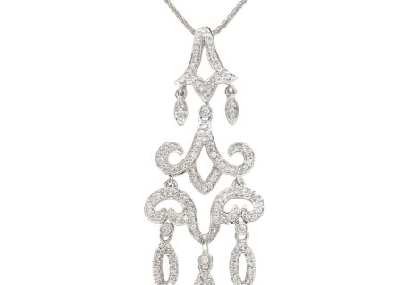 0.75ctw Diamond Chandelier Necklace 14K White Gold pendant