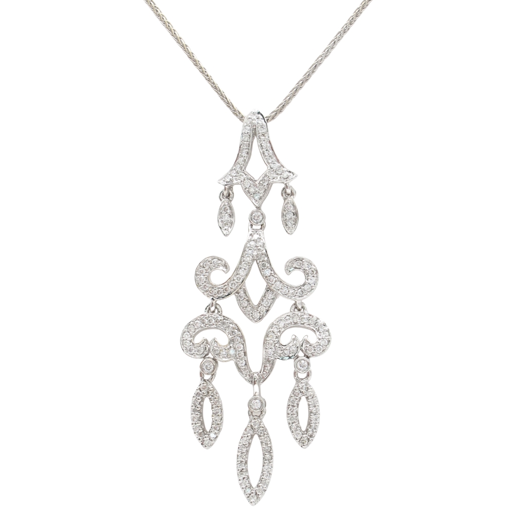 0.75ctw Diamond Chandelier Necklace 14K White Gold