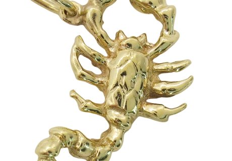Detailed 14K gold Scorpion Pendant Charm With Attached Bale