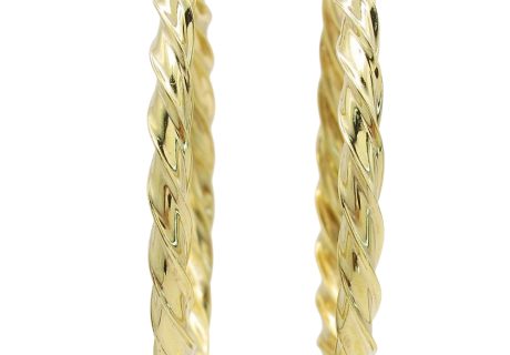 14K Yellow Gold Twist Hoops Front View