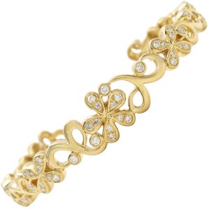 1.19ctw Diamond Floral Cuff Bracelet 18K Gold front